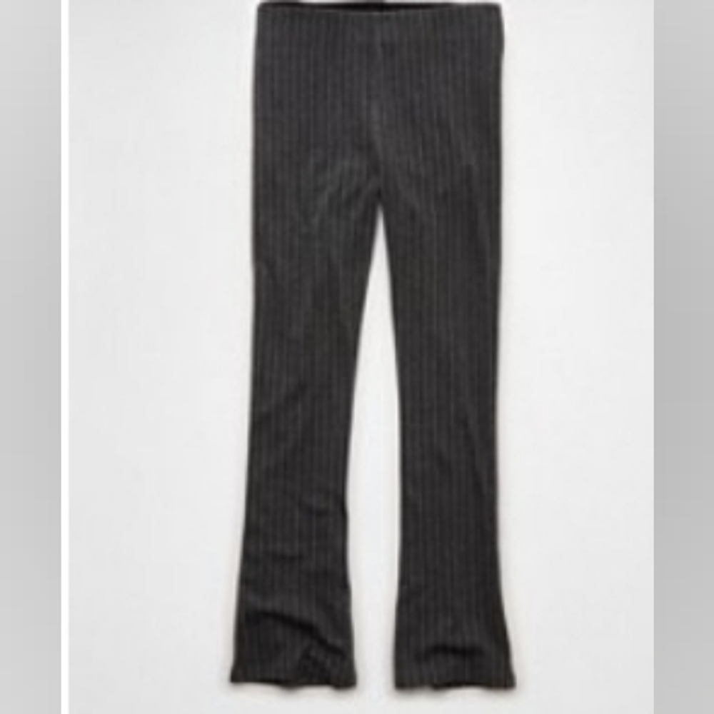 Gray Pinstripe Pants Elastic Waistband
